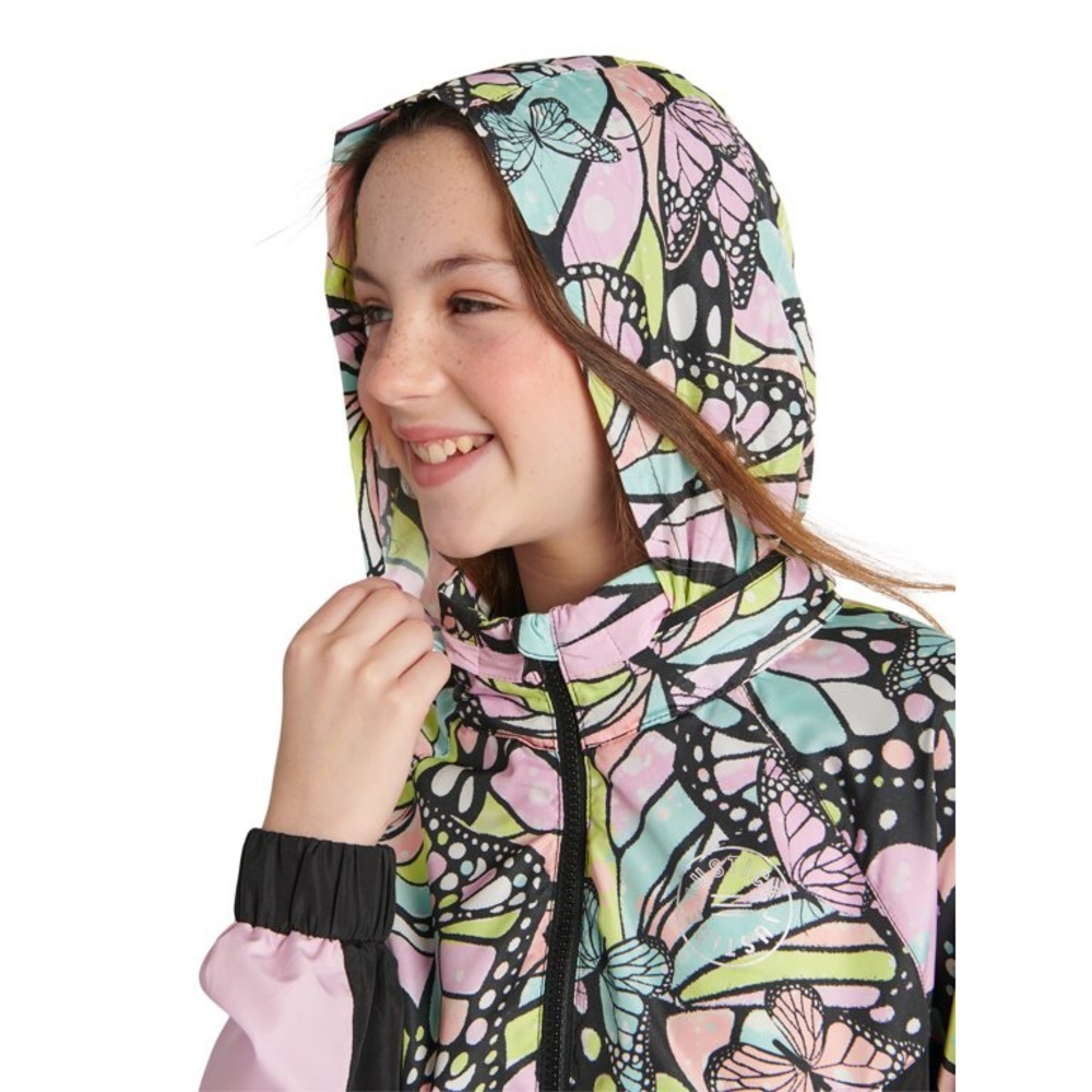 Justice NWT Butterfly Print Hooded Zipped Hooded Windbreaker Jacket Large /10-12
